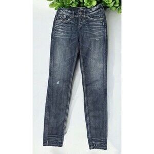 Silver Jeans Women's Size 26/31 Blue Denim Suki Skinny Distressed